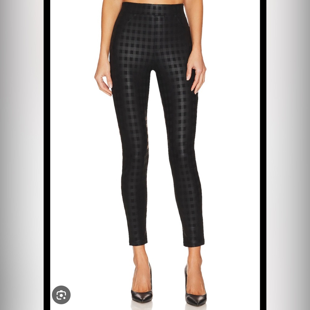 Sanctuary Runway Black Plaid Leggings  Thick like leather Legging pants‎